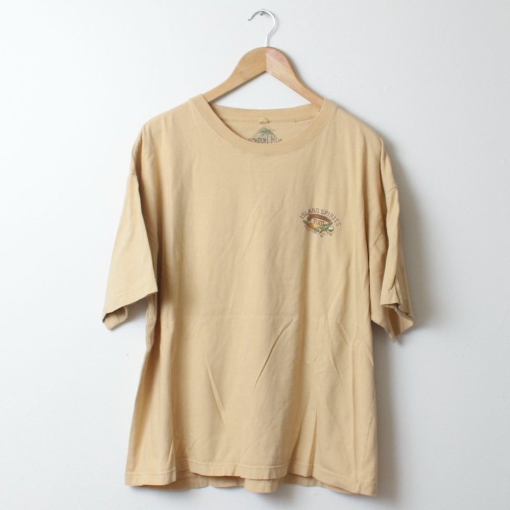 Newport Blue Shirt Mens XL Tan Island Spirits Tropical Blend Rum Tee - Picture 2 of 5